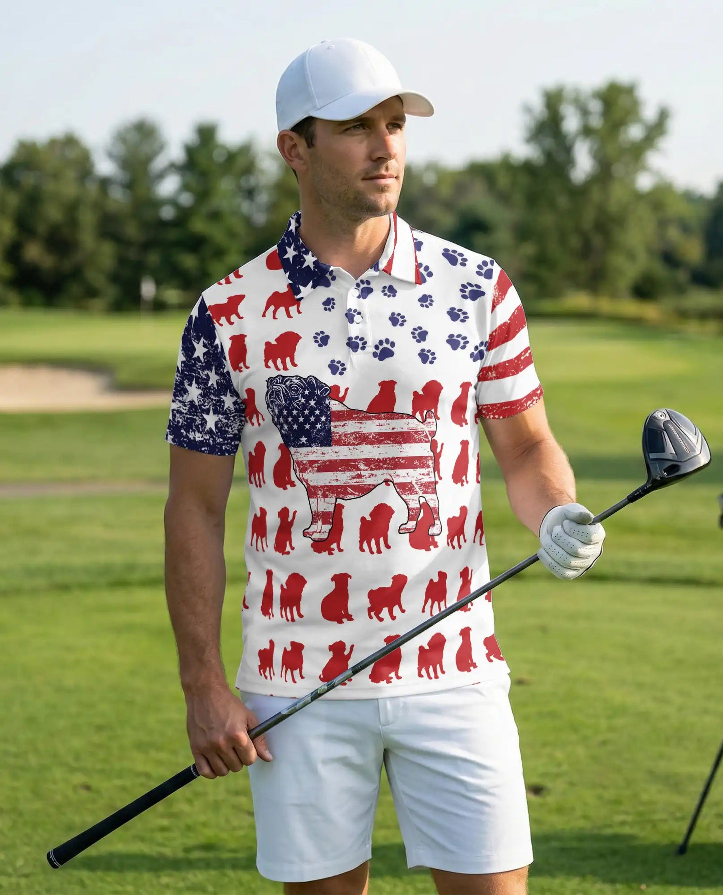 American Flag Pug Dog Polo Shirt | Netecom