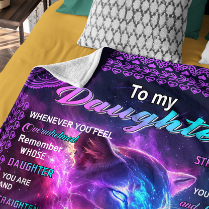 Netecom Personalized To My Daughter Blanket from Mom and Dad, Brave Crown Lion Throw Blanket for Couch, Bed or Sofa, Ultra Soft Warm, Birthday Gift for Daughter, Present for Christmas, Graduation