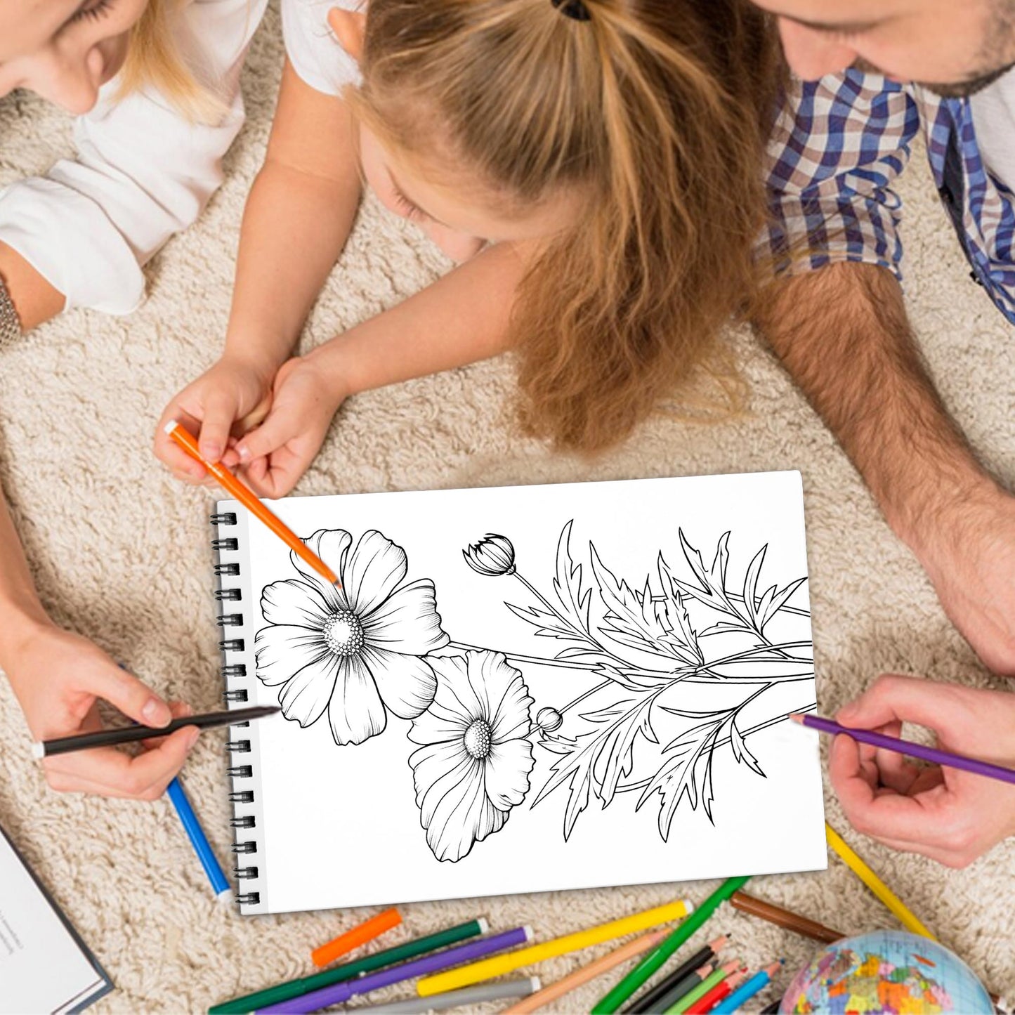 Large Print Cosmos Spiral Bound Coloring Book, Stunning Cosmos Flowers in Large Print, Perfect for a Simple and Soothing Botanical Coloring Session