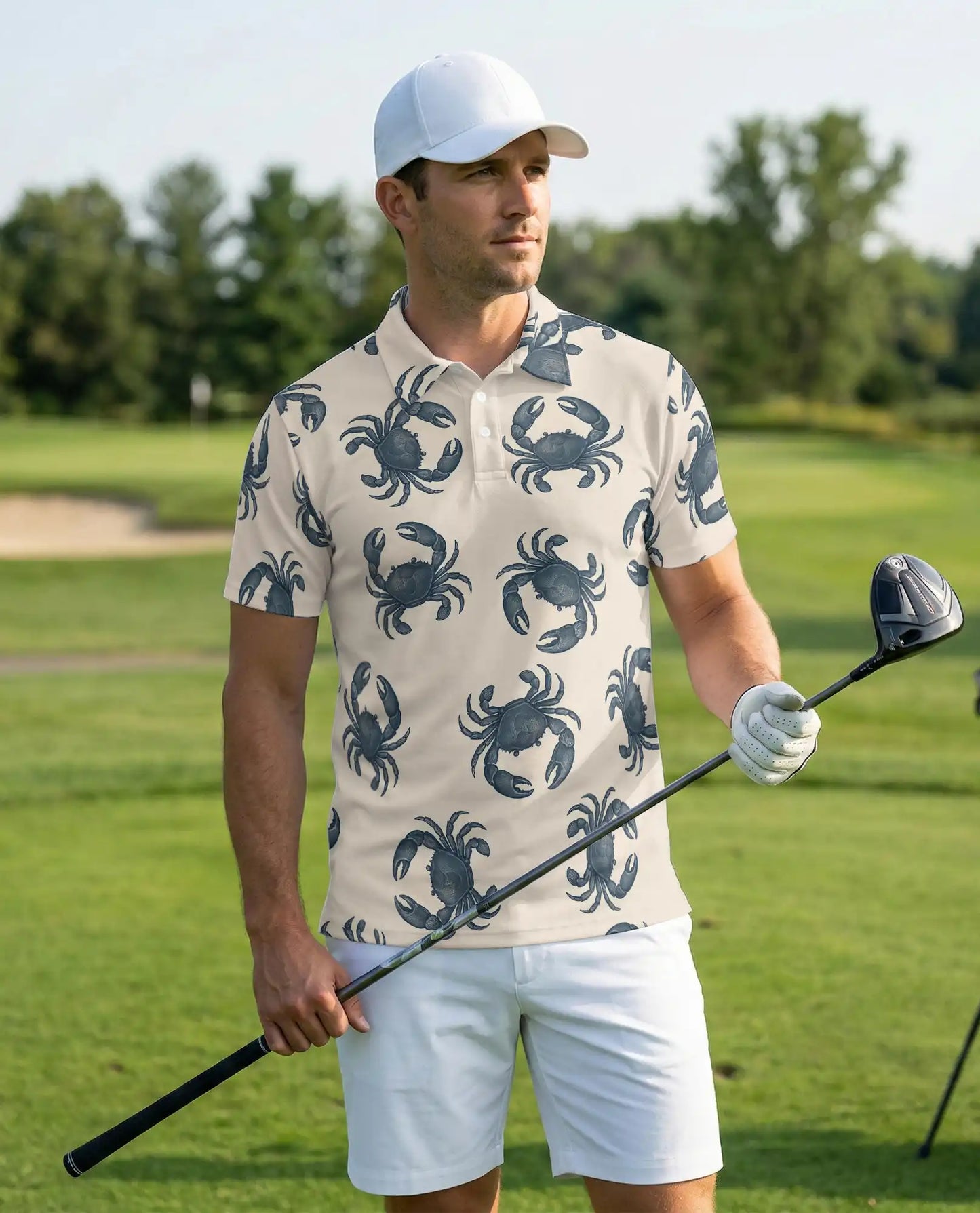 Crab Pattern Nautical 3D Polo Shirt for Men | Netecom