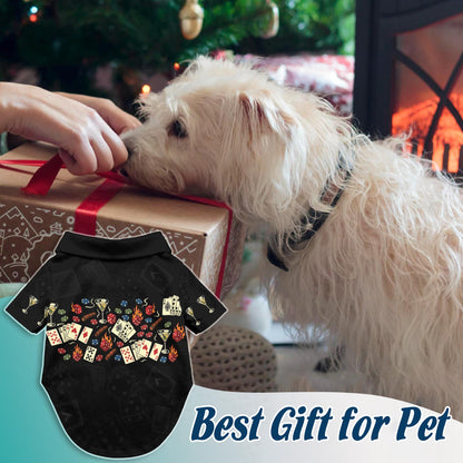 Netecom Matching Poker Theme Hawaiian Shirt for Pet and Owner, Aloha Summer Shirt, Poker Gambling Playing Card Print Outfit for Dog and Human, Casual Summer Beach Wear