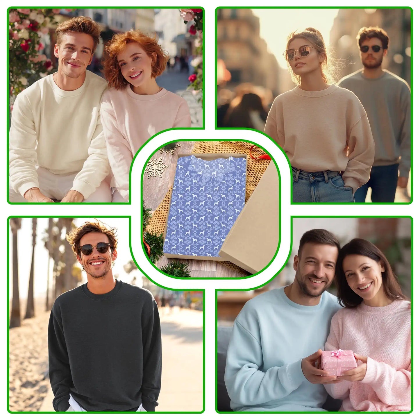 Dog Silhouette Pattern Sweatshirt, 3D All Over Print Canine Crewneck Pullover for Men Women, Dog Lover Gift - Netecom