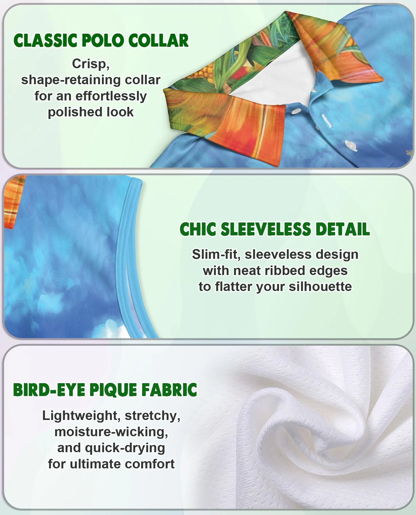 Corn Pattern Sleeveless Polo Shirt for Women | Netecom