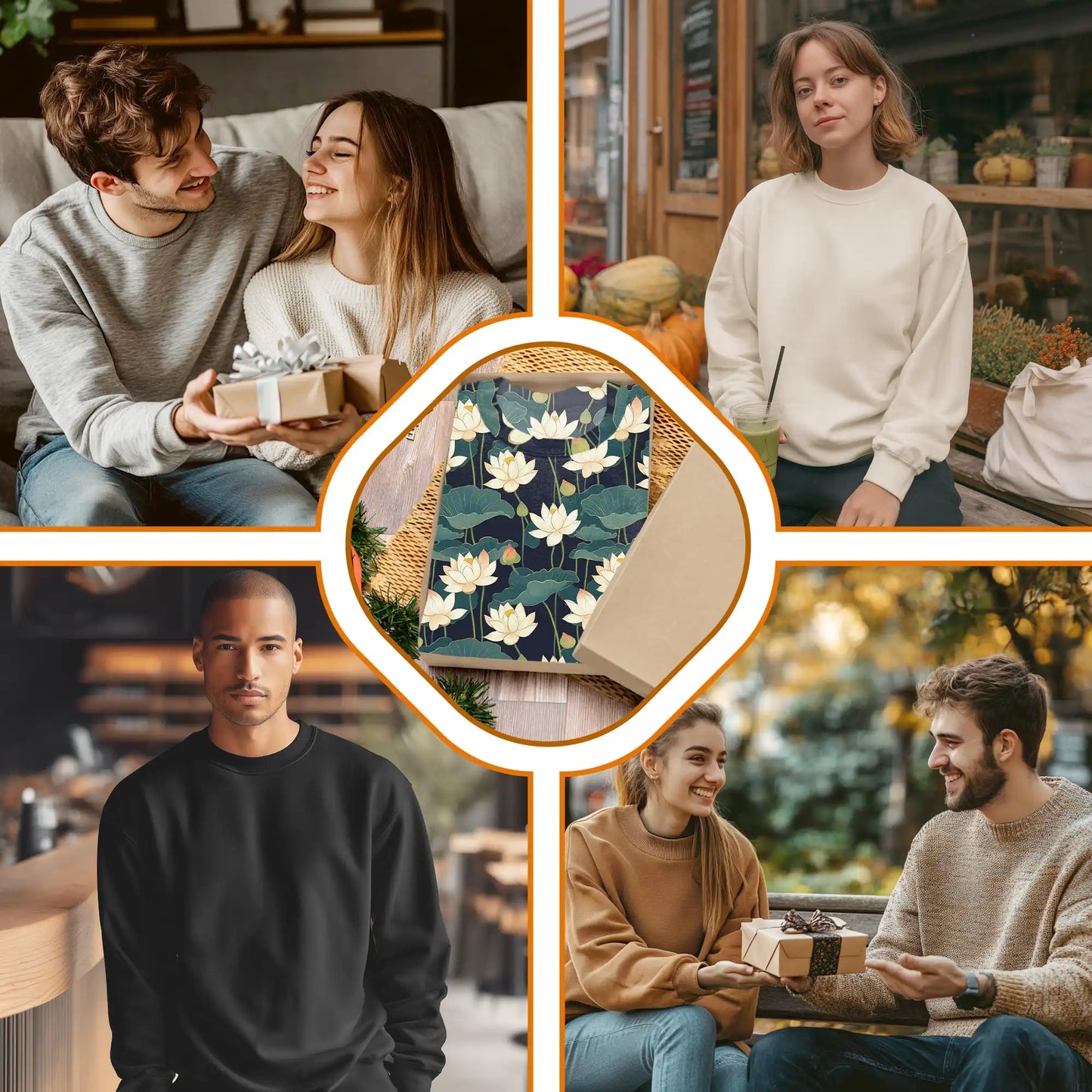 Lotus Pattern Sweatshirt, 3D All Over Print Floral Botanical Crewneck Pullover for Men Women, Lotus Lover Gift - Netecom