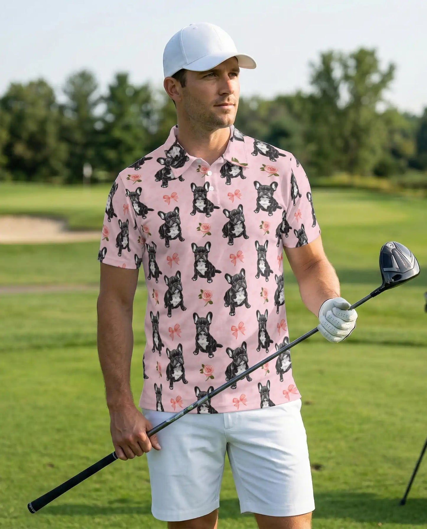 French Bulldog Rose Pattern Polo Shirt | Netecom