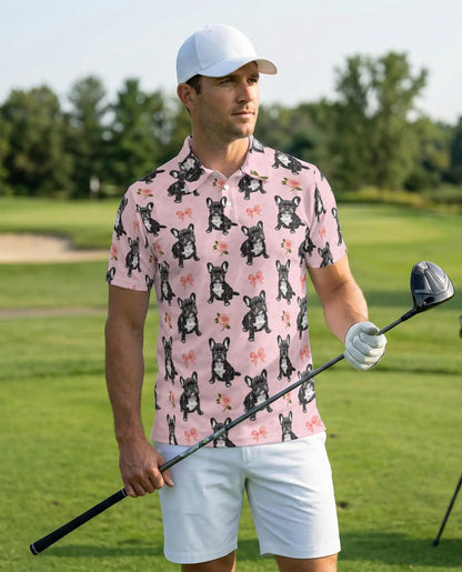 French Bulldog Rose Pattern Polo Shirt | Netecom
