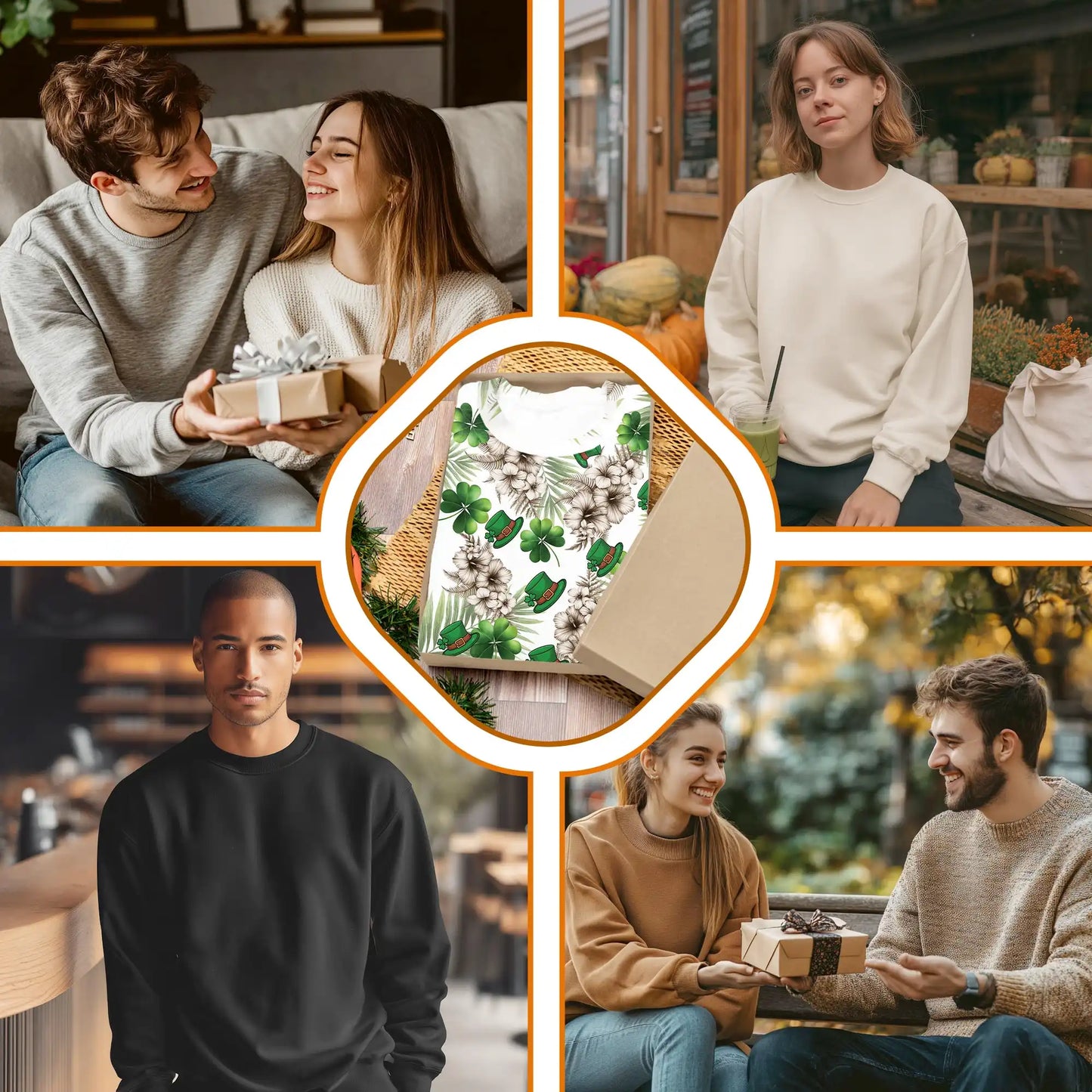Irish Tropical Shamrock Hibiscus Pattern Sweatshirt, 3D All Over Print St Patrick's Day Floral Crewneck Pullover for Men Women, Irish Gift - Netecom