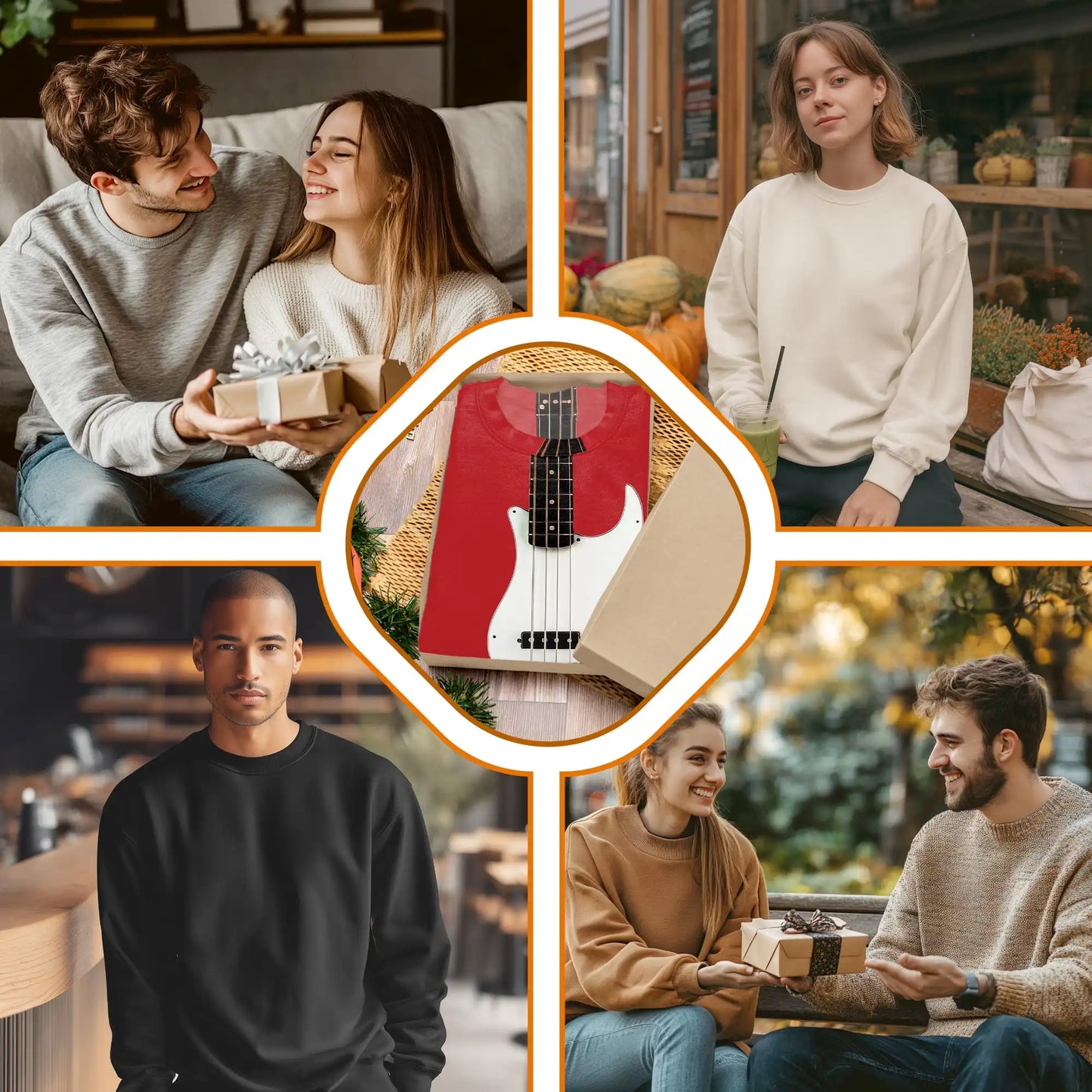 Red Bass Guitar Sweatshirt, 3D All Over Print Rock Music Crewneck Pullover for Men Women, Bass Player Gift - Netecom