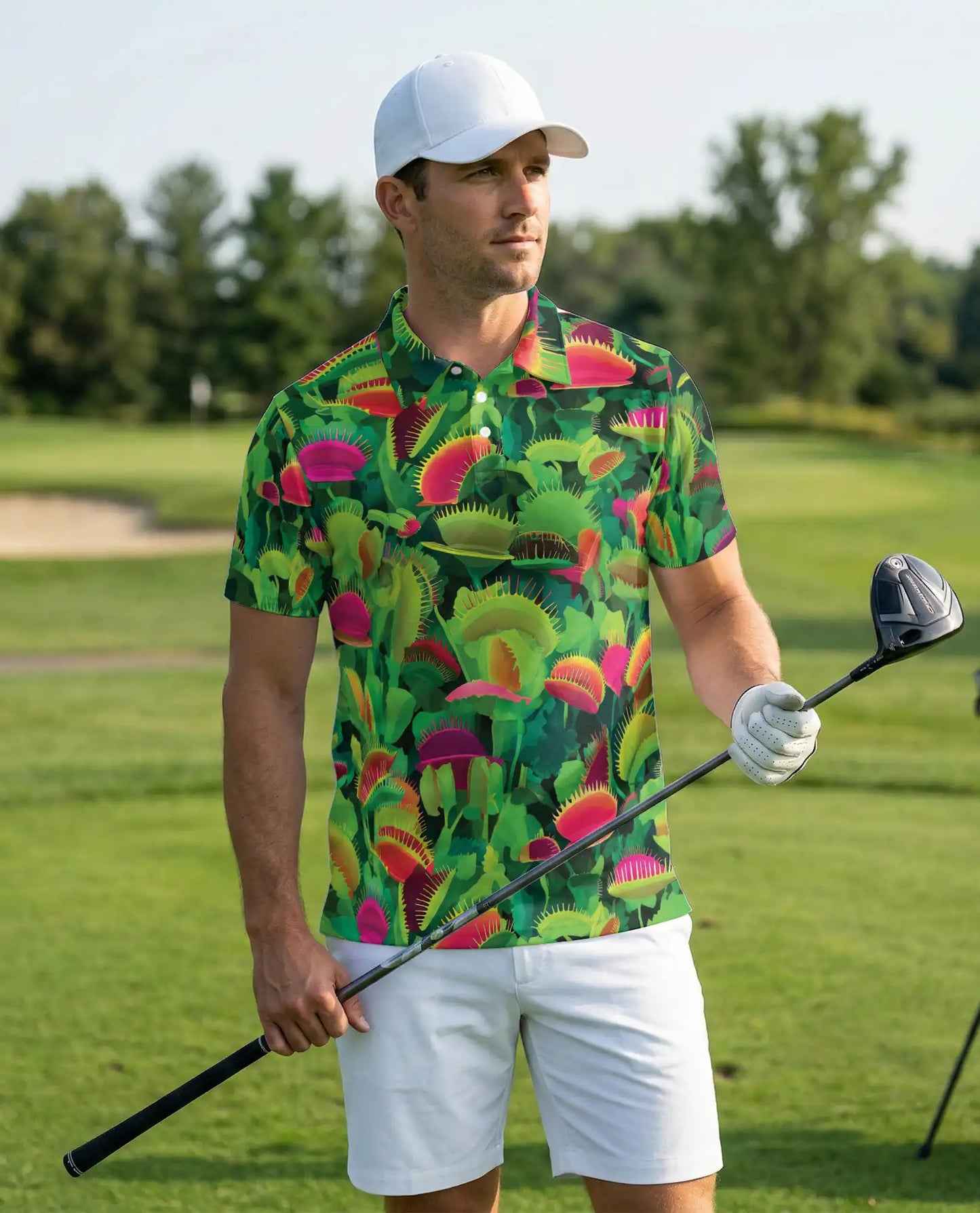Venus Flytrap Tropical Botanical Polo Shirt Carnivorous Plant Pattern | Netecom