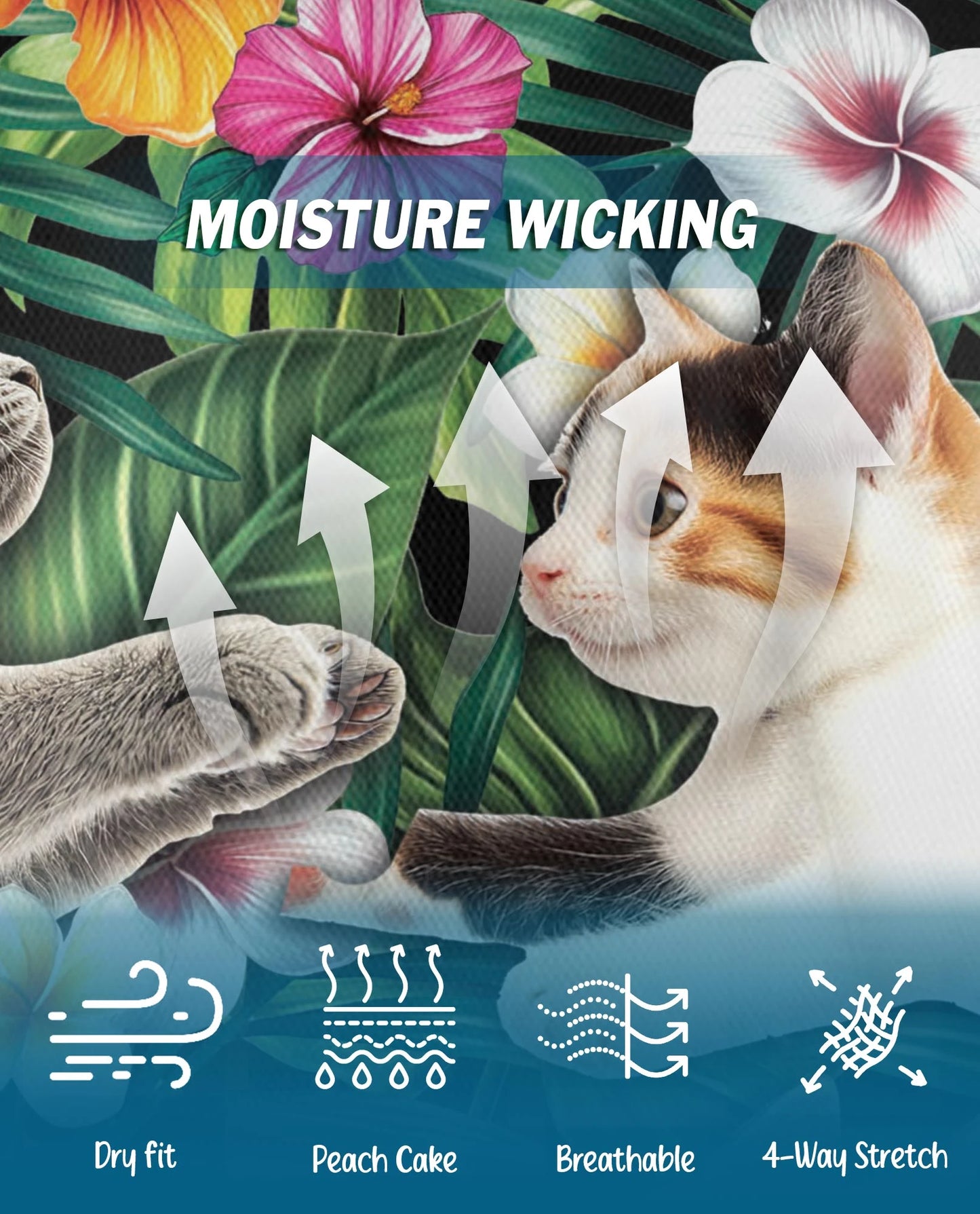 Cat Tropical Floral Polo Shirt for Men – Cute Animal Summer Style | Netecom