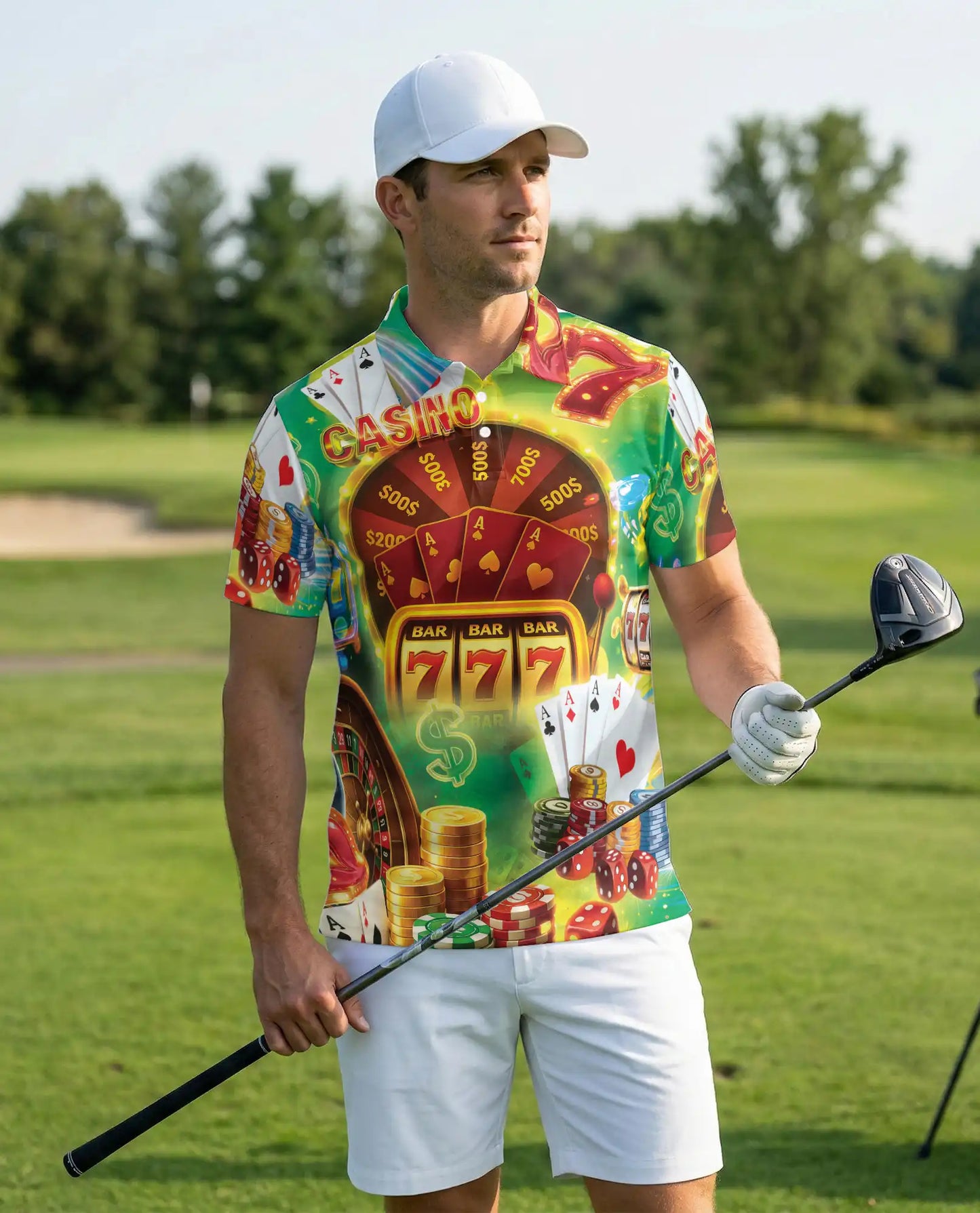 Casino Polo Shirt – Lucky Jackpot Gaming Print | Netecom