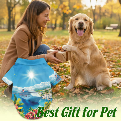 US Cruise Ship Travel Scene Hawaii Dog and Owner Matching Button Shirts