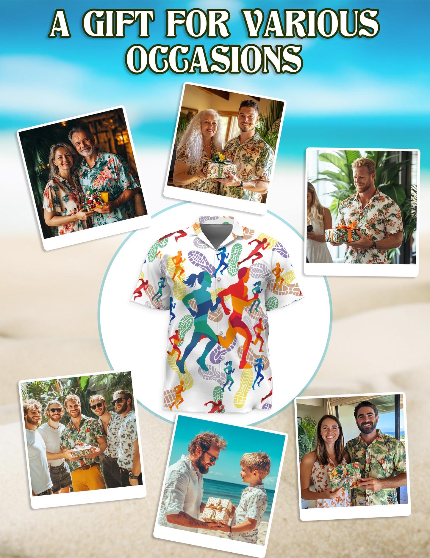 Netecom Running Hawaiian Shirt for Men, Vintage Style, Button Down Summer Beach Short Sleeve, S-5XL