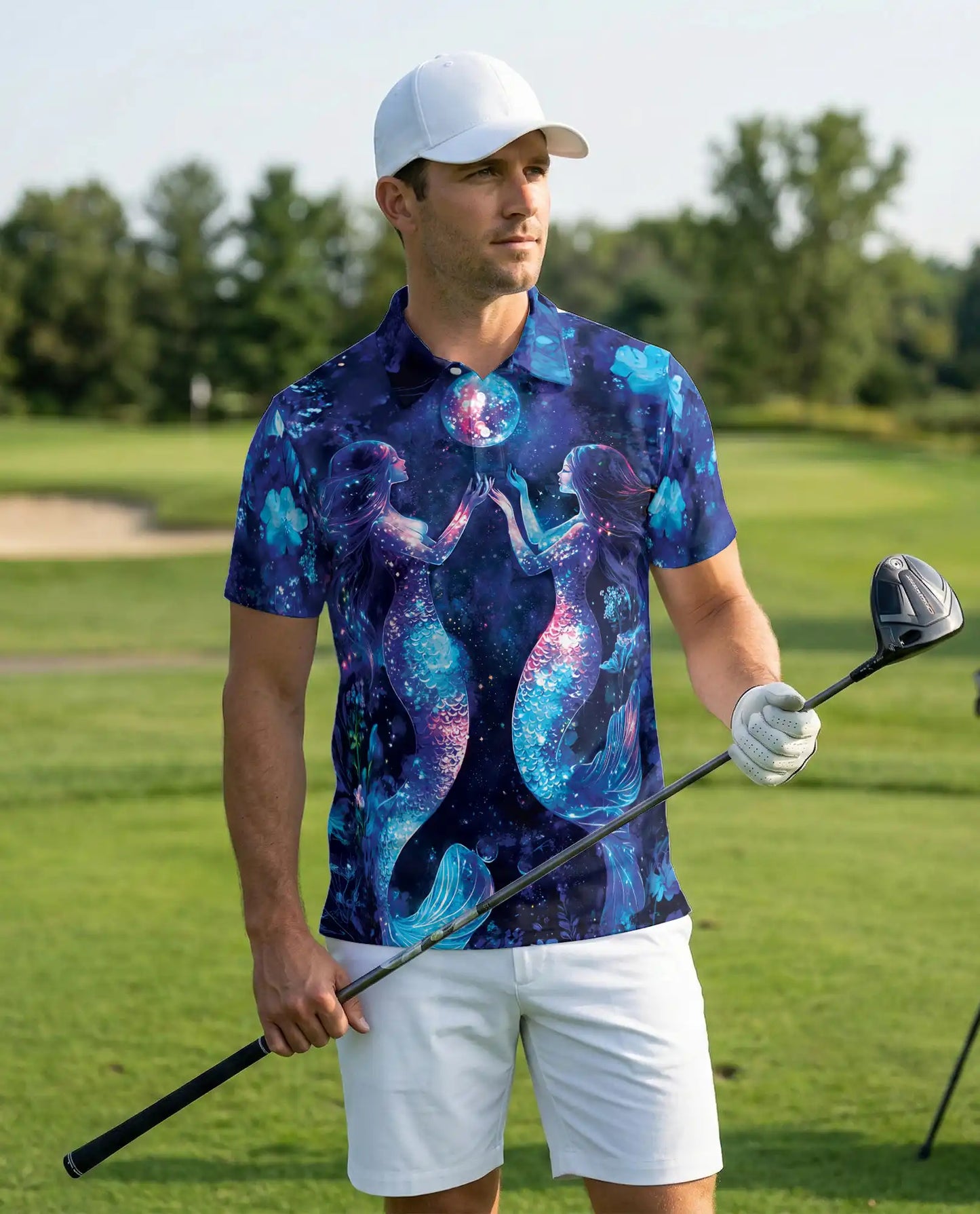 Galaxy Mermaid Polo Shirt – Cosmic Ocean Style | Netecom