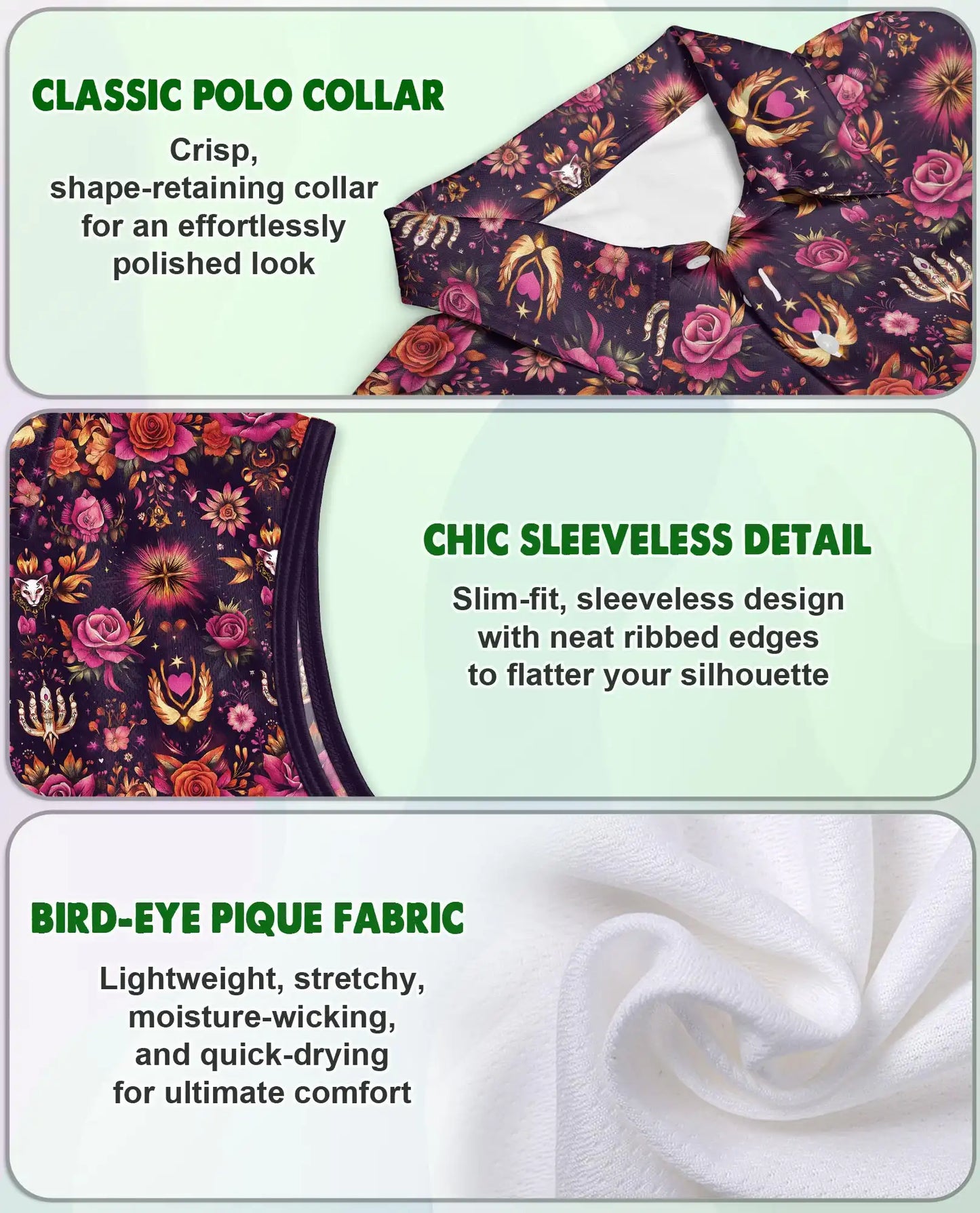 Traditional Pattern Sleeveless Polo Shirt for Women – Classic Cultural Style | Netecom