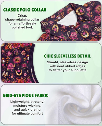 Traditional Pattern Sleeveless Polo Shirt for Women – Classic Cultural Style | Netecom