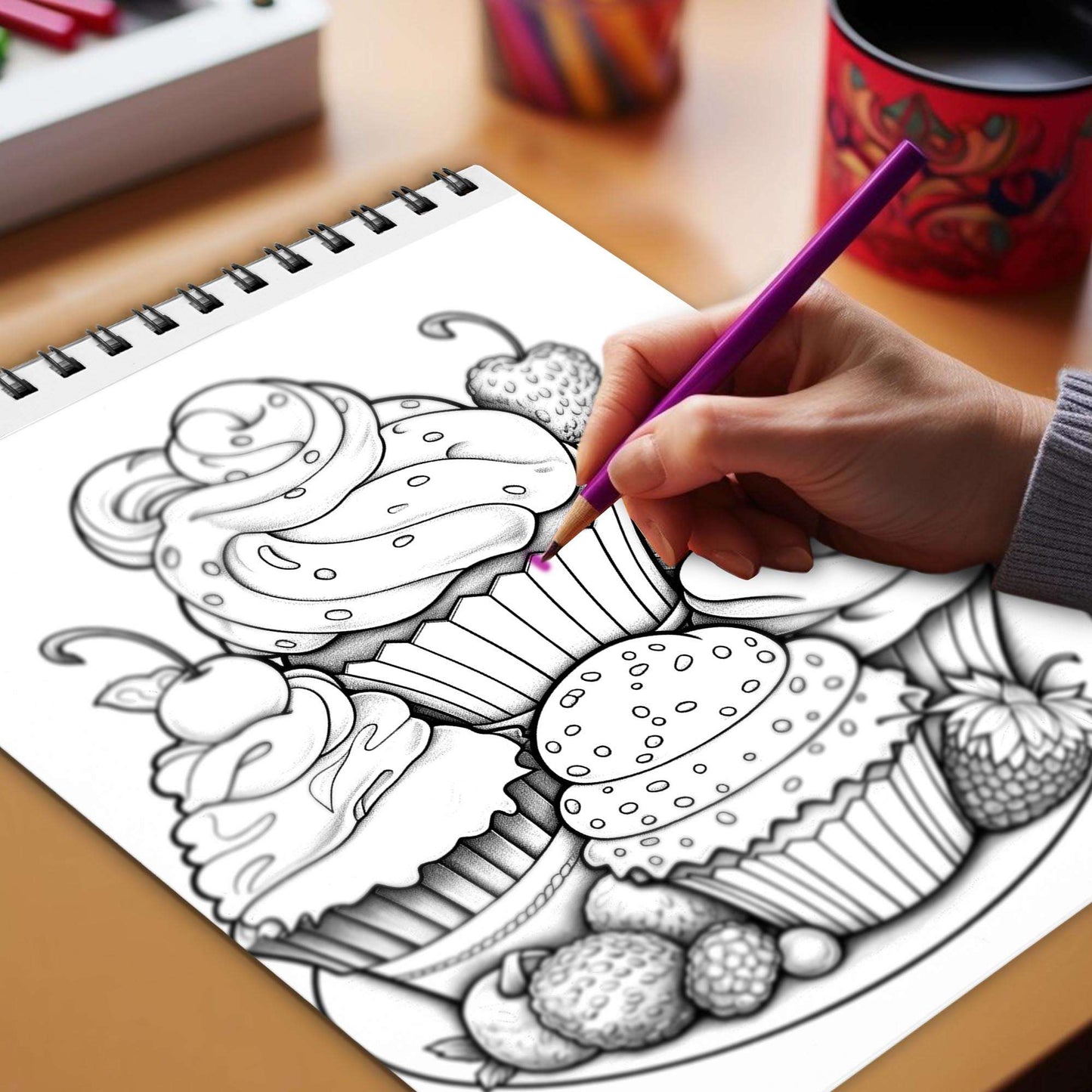 Sugary Treats Spiral Bound Coloring Book, Indulge in Your Imagination with 30 Enchanting Coloring Pages, Exploring the World of Sugary Treats