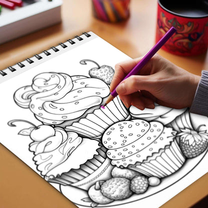 Sugary Treats Spiral Bound Coloring Book, Indulge in Your Imagination with 30 Enchanting Coloring Pages, Exploring the World of Sugary Treats