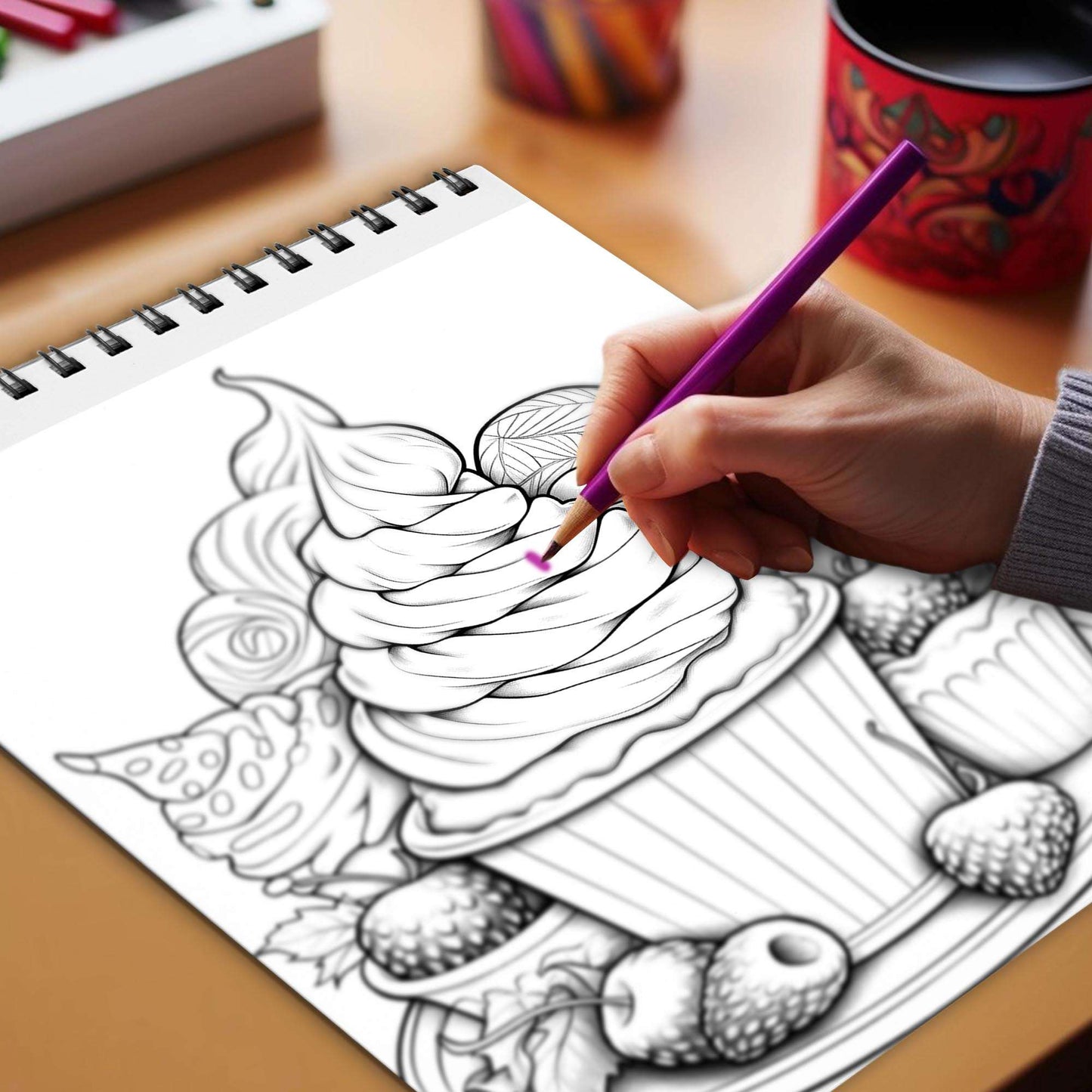 Satisfying Sweets Spiral Bound Coloring Book, Witness the Beauty of Satisfying Sweets with 30 Inspiring Coloring Pages, Creating a Gallery of Captivating Confectionery Creations