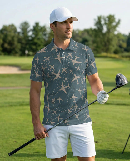 Airplane Print Polo Shirt | Netecom