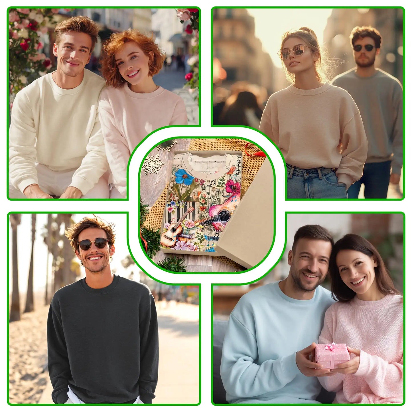 Vintage Flower Ukulele Sweatshirt, 3D All Over Print Retro Floral Music Crewneck Pullover for Men Women, Ukulele Lover Gift - Netecom