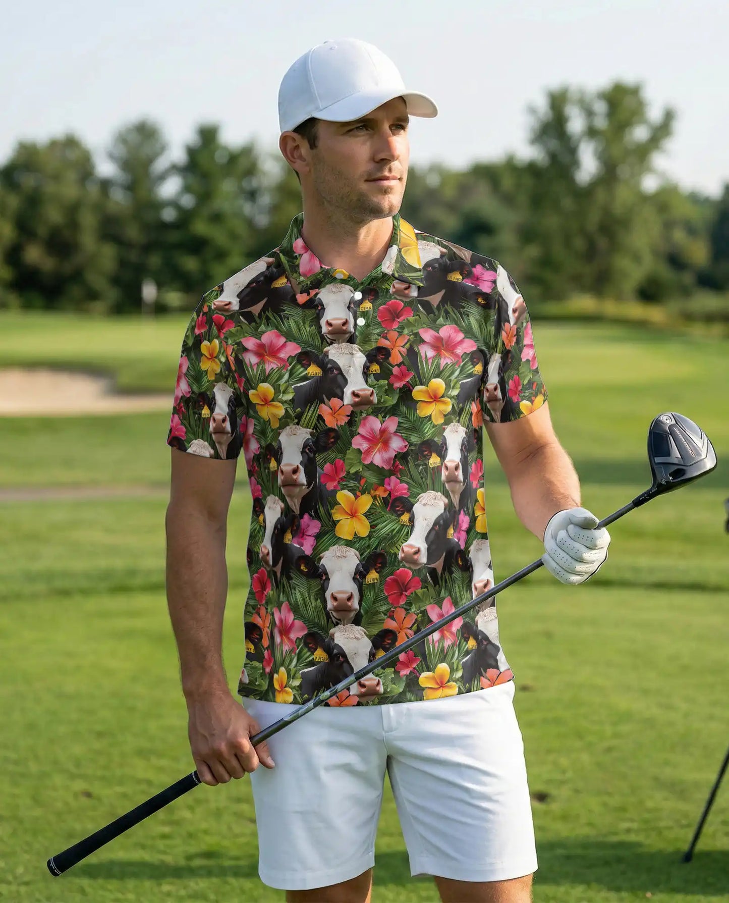 Cow Tropical Floral Polo Shirt | Netecom