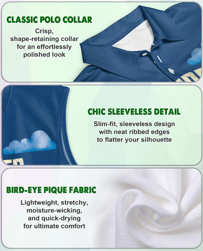 Tropical Beach Sleeveless Polo Shirt for Women – Island Summer Style | Netecom