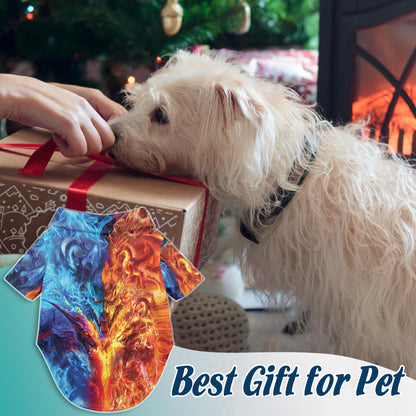 Netecom Matching Fire Dragon Aloha Hawaiian Shirt for Dog and Owner, Aloha Summer Shirt, Dragon Print Outfit for Pet and Human, Beach Vacation Casual Wear