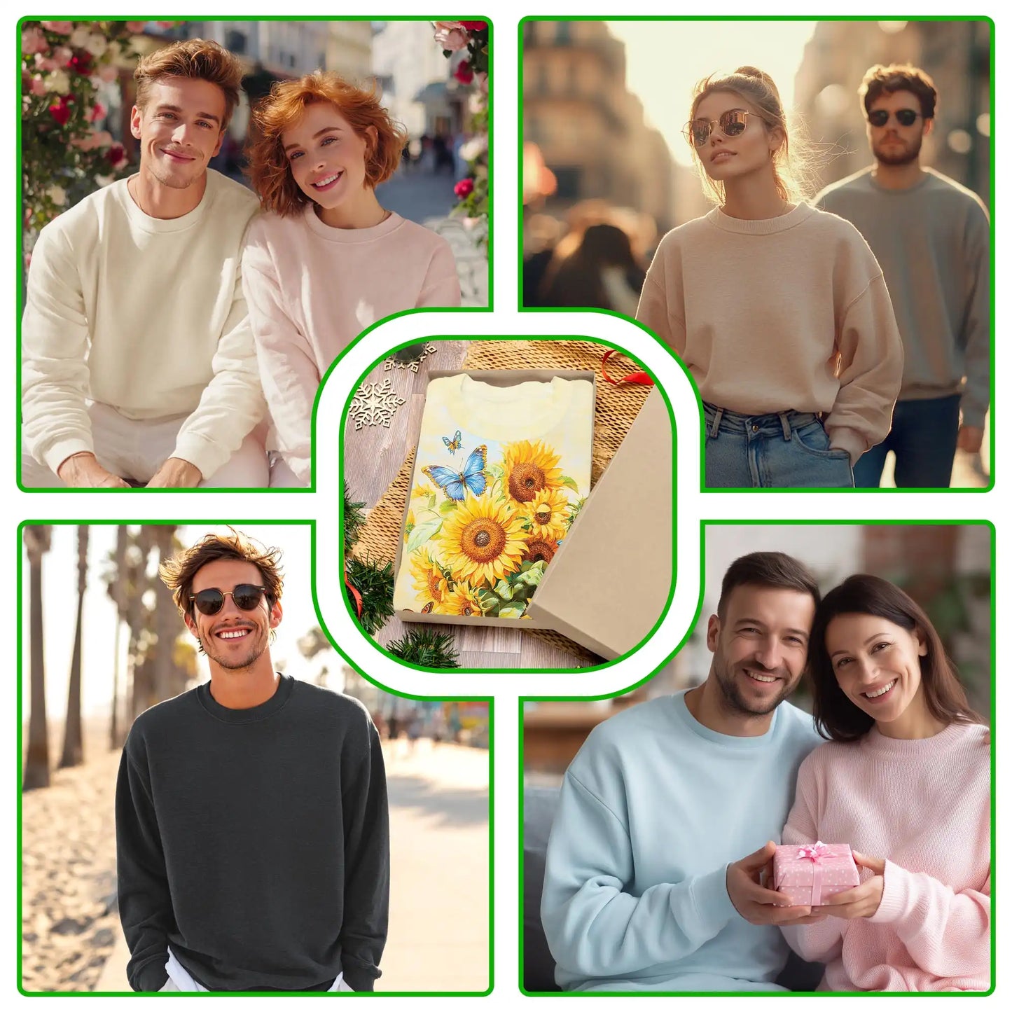 Sunflower Butterfly Sweatshirt, 3D All Over Print Floral Butterfly Crewneck Pullover for Men Women, Nature Lover Gift - Netecom
