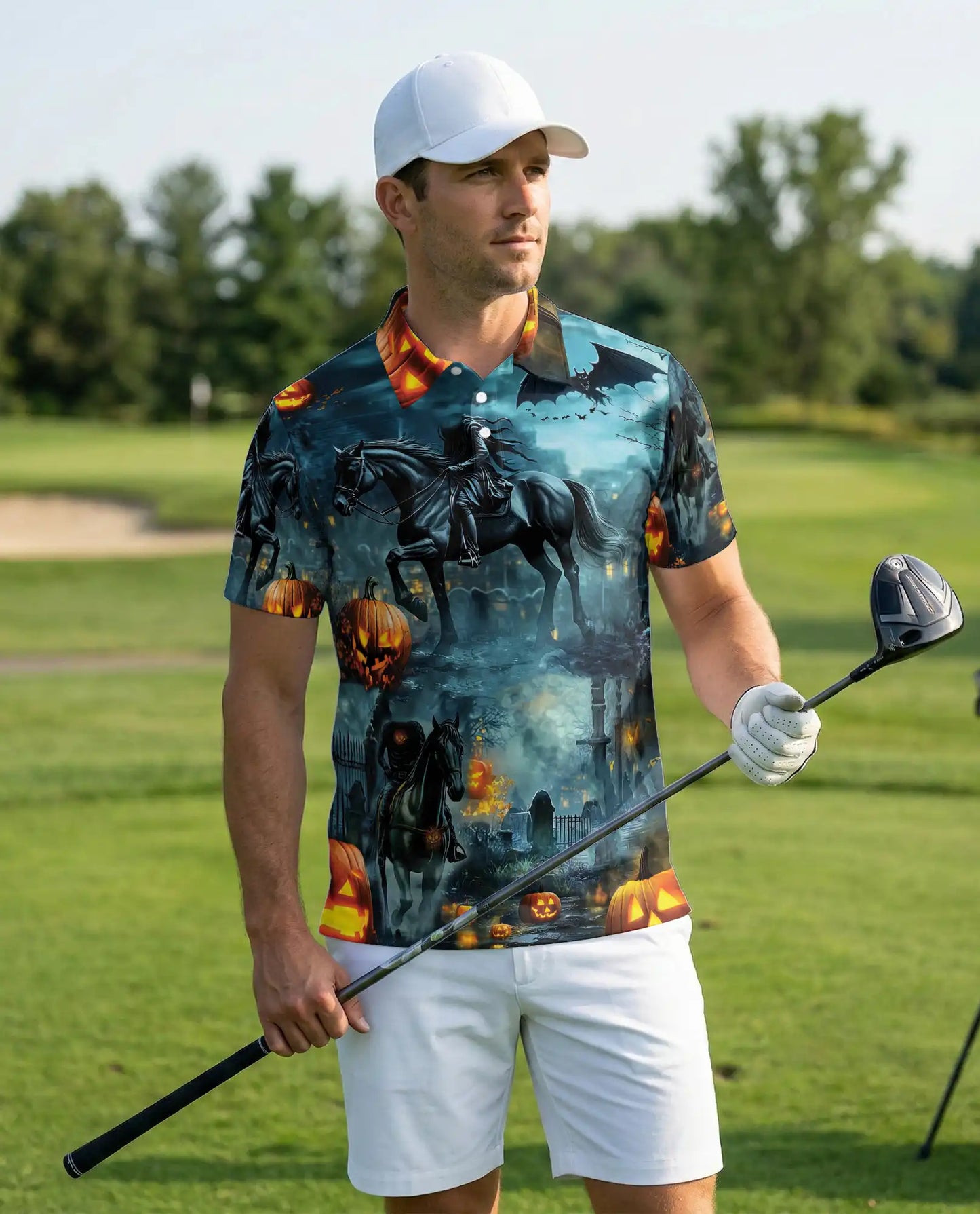 Halloween Dark Rider Horse Polo Shirt | Netecom