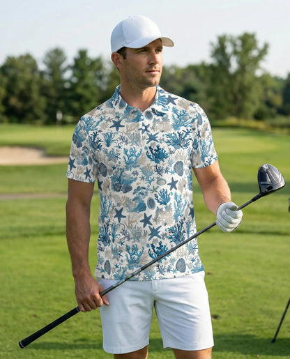 Ocean Coral Polo Shirt – Coastal Sea Life Style | Netecom