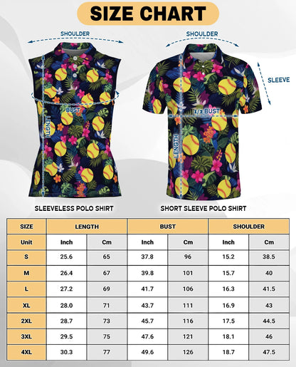 Softball Simple Hibiscus Sleeveless Polo Shirt for Women | Netecom