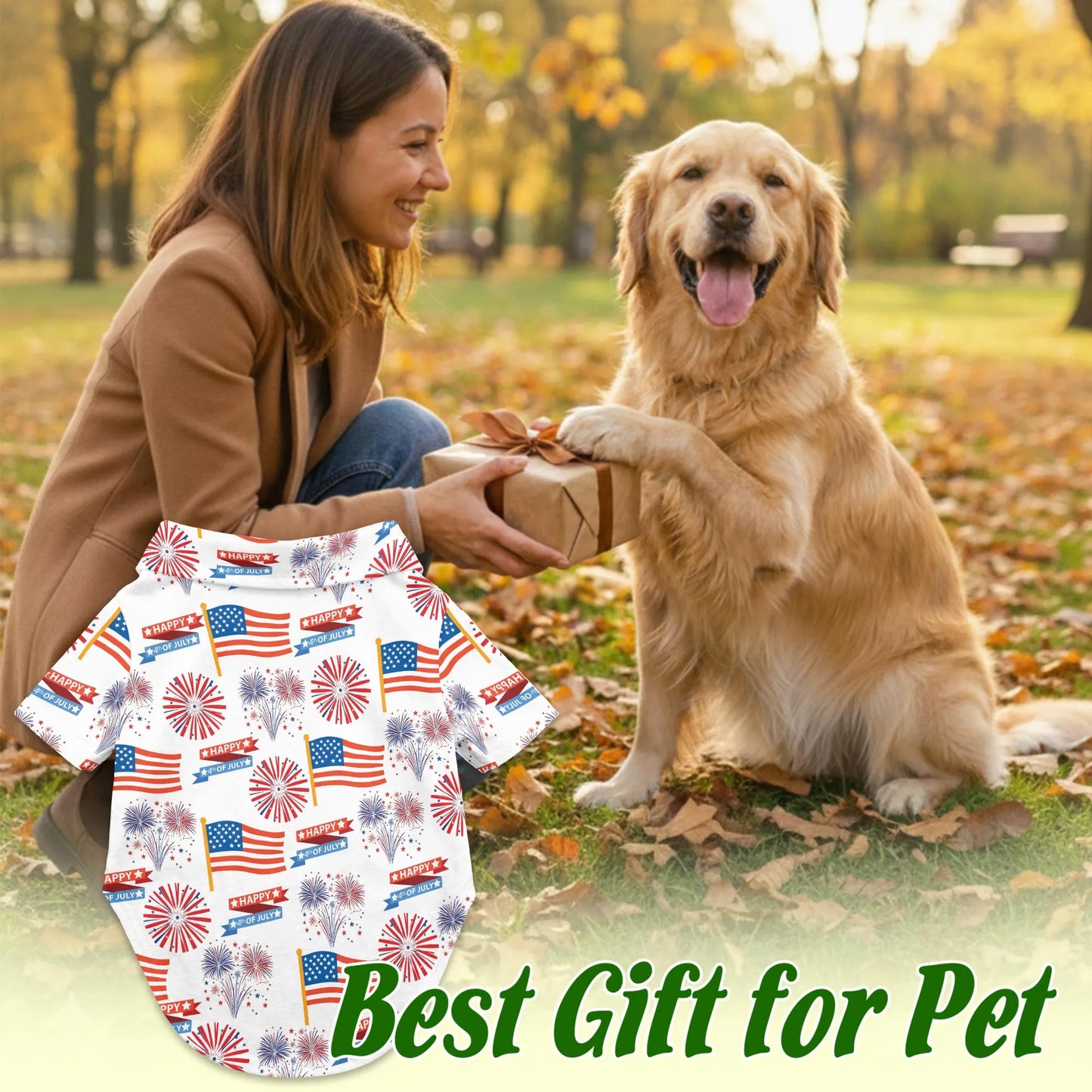 4th of July Patriotic American Hawaii Dog and Owner Matching Shirts