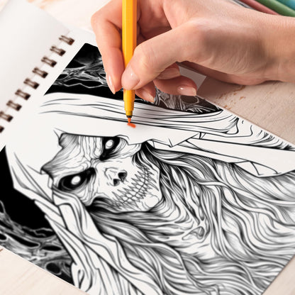 Eerie Creepy Fusion Spiral Bound Coloring Book, A Haunting Collection of Mysterious and Macabre Creations Await You in this Coloring Book Experience