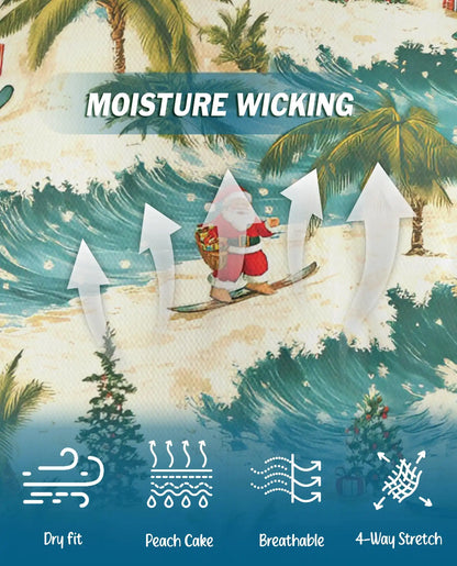 Tropical Christmas Polo Shirt – Santa Surfing Beach Print | Netecom