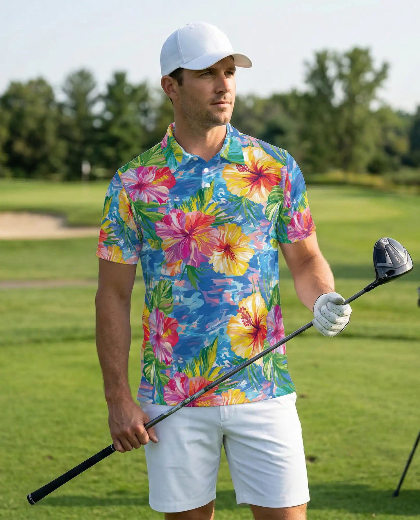 Tropical Hibiscus Floral Polo Shirt | Netecom