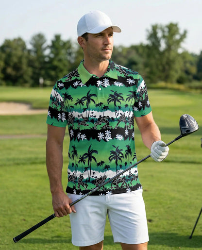 Green Hawaiian Football Polo Shirt – Tropical Style | Netecom