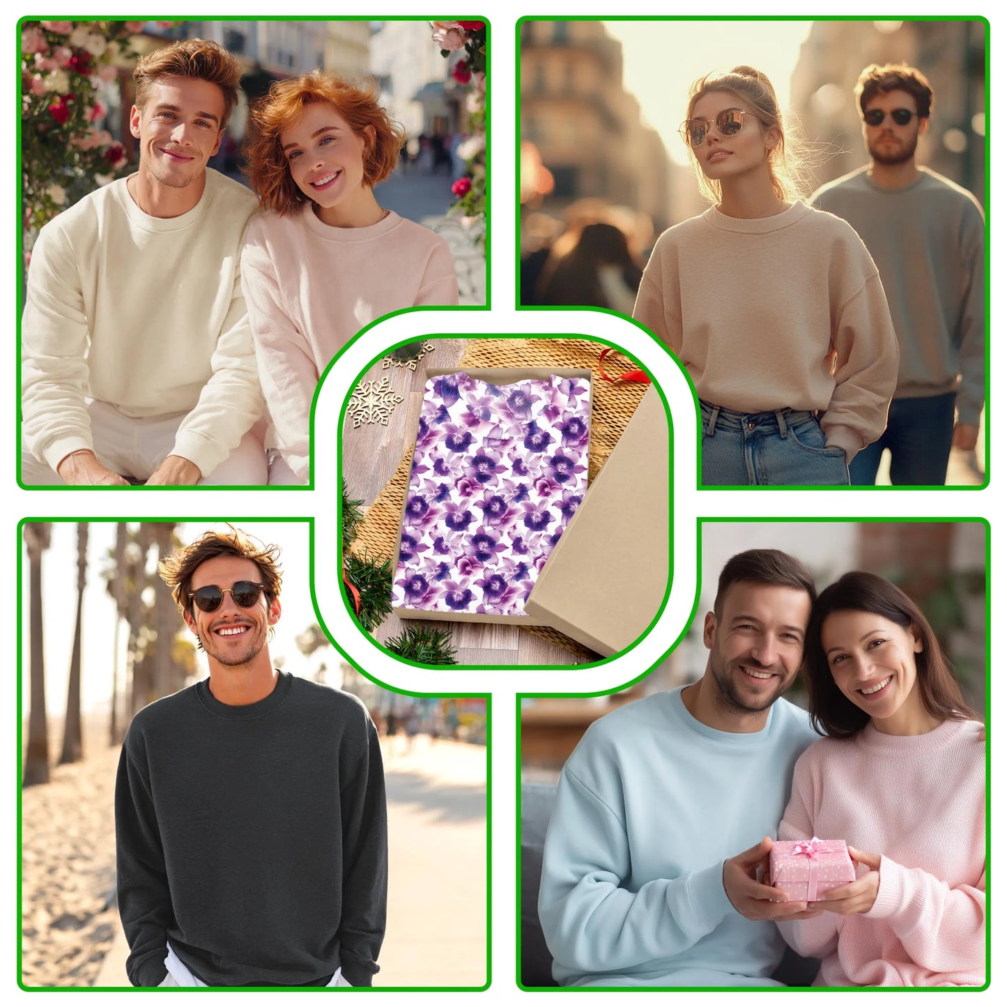 Purple Orchid Flower Pattern Sweatshirt, 3D All Over Print Elegant Floral Botanical Crewneck Pullover for Men Women, Orchid Lover Gift - Netecom
