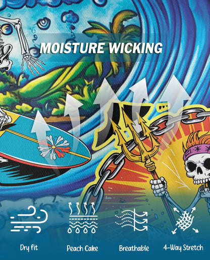 Surfing Skeleton Polo Shirt – Tropical Beach Skull Style| Netecom