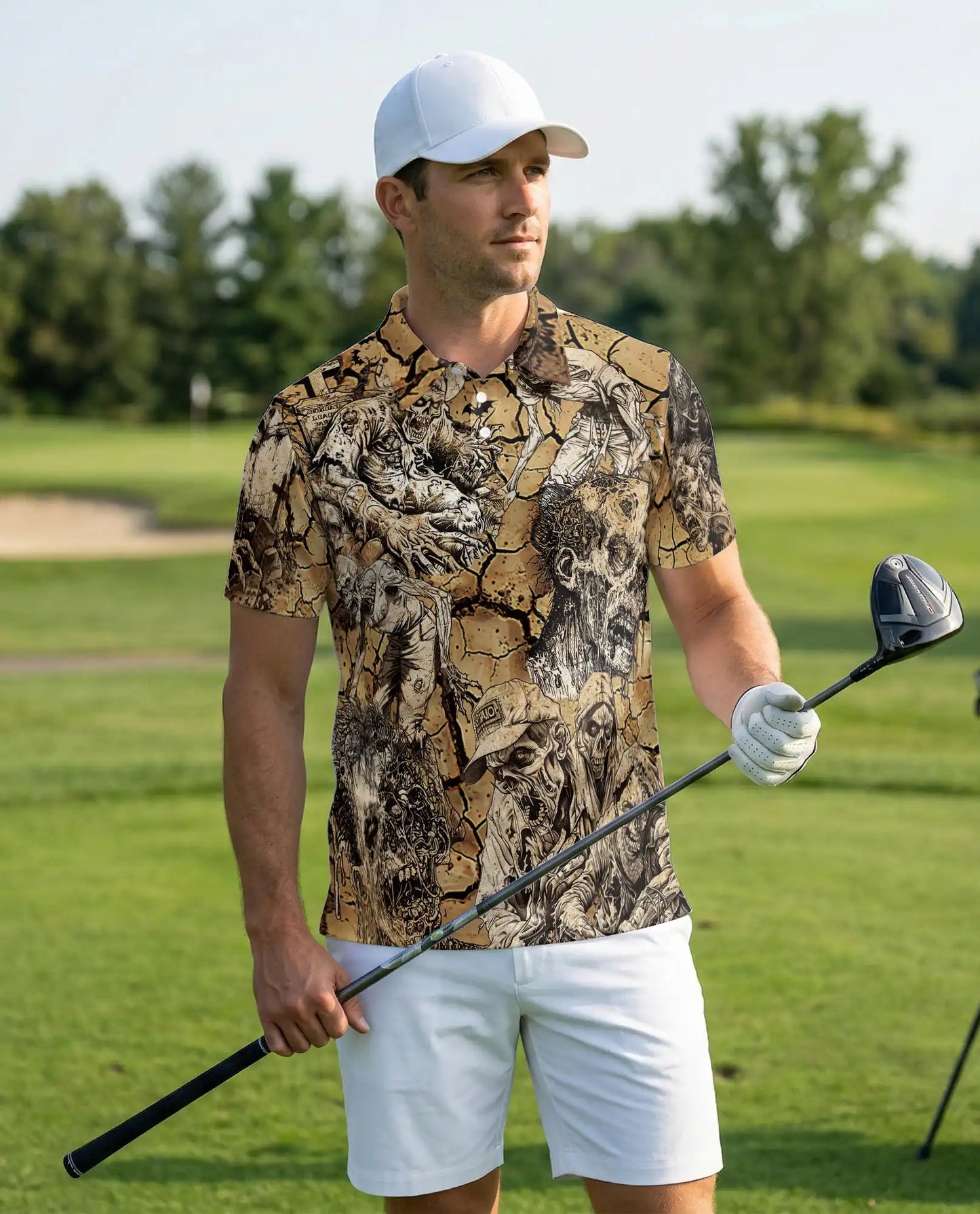 Zombie Apocalypse Polo Shirt for Men – Creepy Horror Skeletons | Netecom