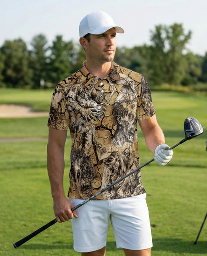 Zombie Apocalypse Polo Shirt for Men – Creepy Horror Skeletons | Netecom