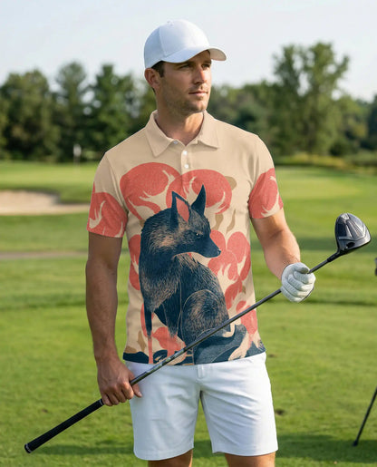 Scandinavian Fox Art Polo Shirt-Modern Woodland Wildlife Design | Netecom