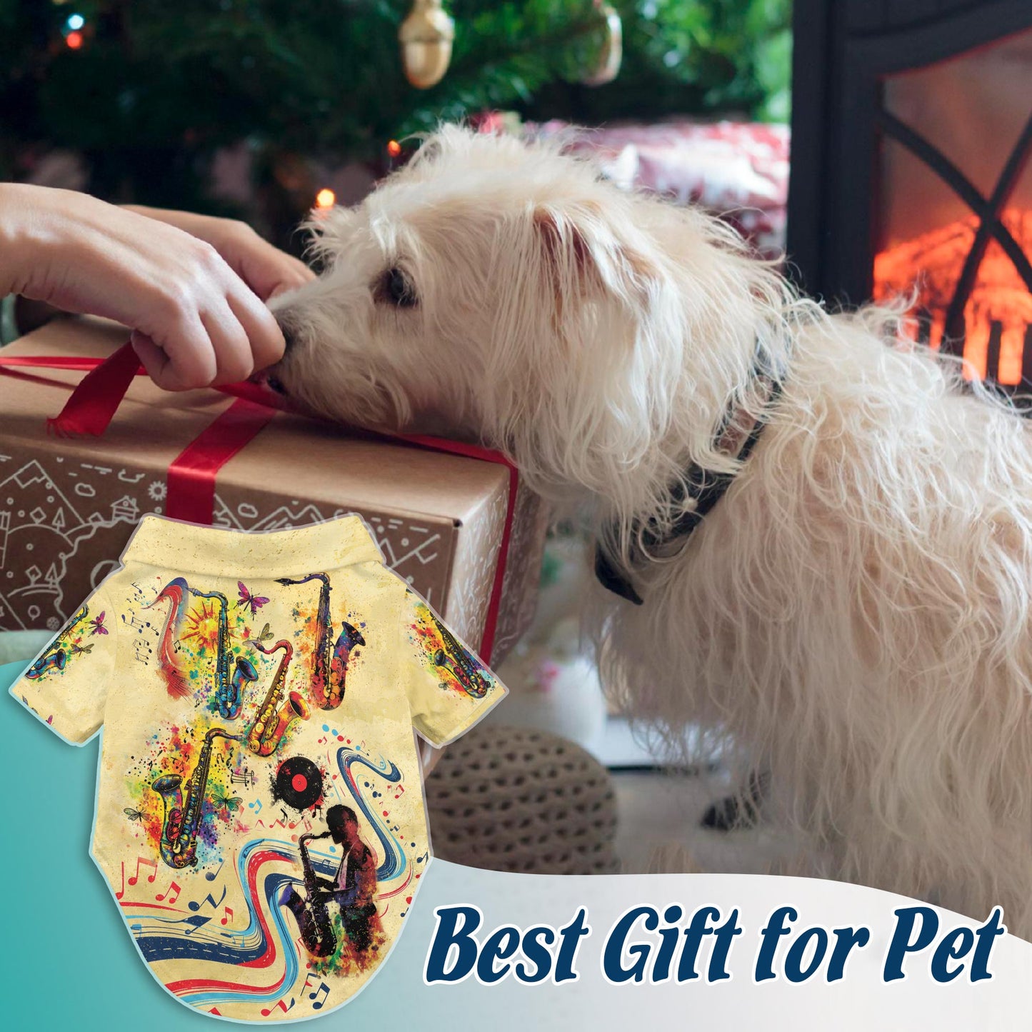 Netecom Matching Saxophone Hawaiian Shirt for Dog and Owner, Saxophone Is My Life Aloha Summer Shirt, Music Print Button Down Outfit for Pet and Human, Beach Vacation Casual Wear