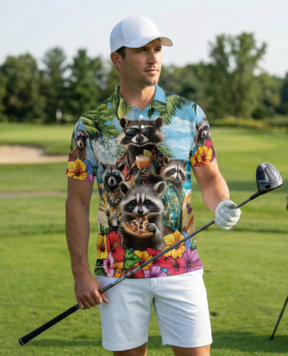 Raccoon Hawaiian Polo Shirt – Funny Tropical Style | Netecom