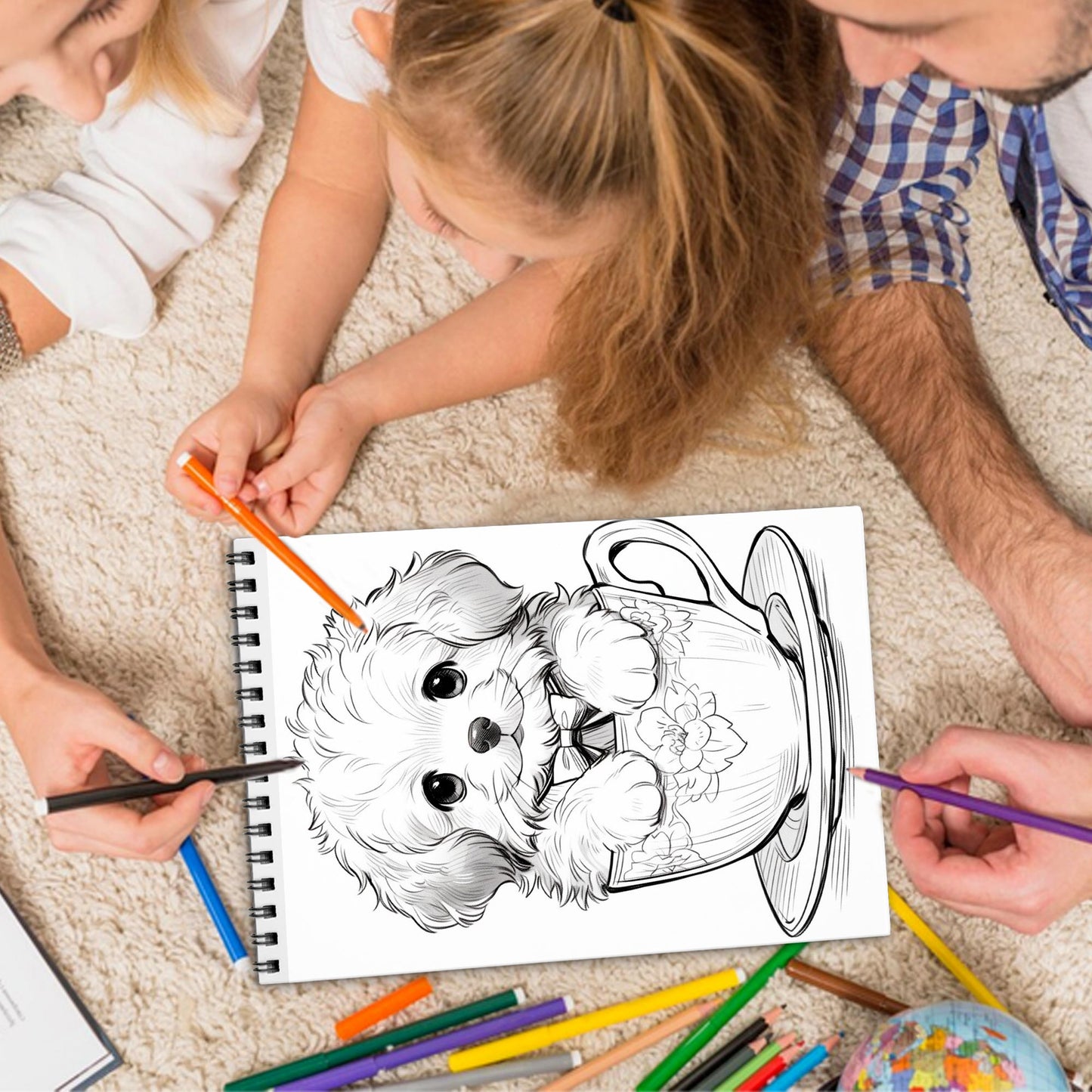 Teacup Puppies Spiral Bound Coloring Book, Charming Teacup Puppies for a Cute and Relaxing Coloring Experience, Ideal for Dog Lovers and Art Enthusiasts