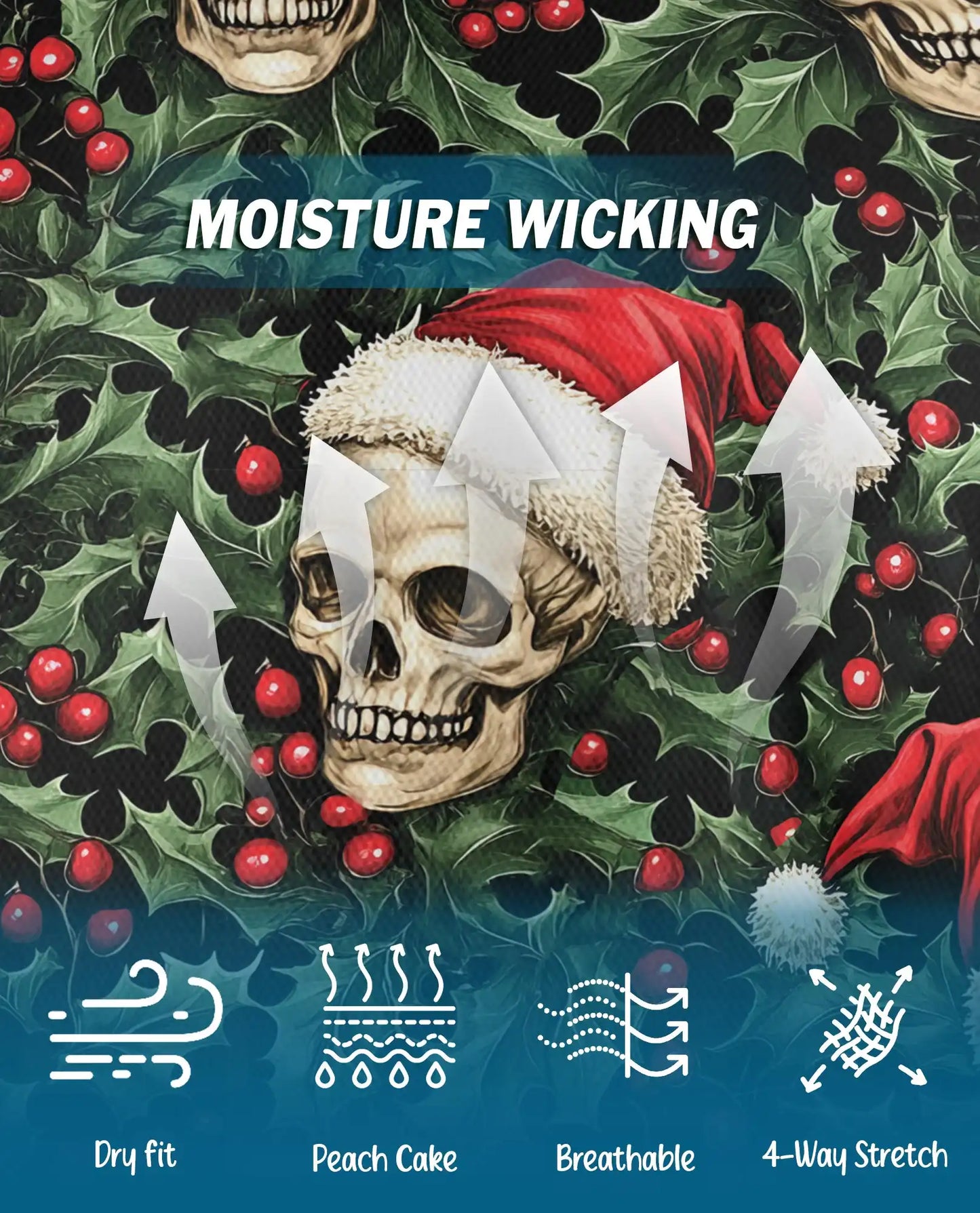 Christmas Skull 3D Polo Shirt for Men – Gothic Holiday Santa Style | Netecom