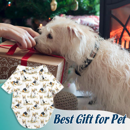 Netecom Matching Smiling Corgi Aloha Hawaiian Shirt for Dog and Owner, Happy Dog Print Summer Button Down Shirt, Fun Beach Vacation Casual Wear for Pet and Human