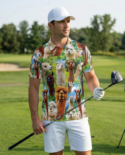 Alpaca Llama 3D Polo Shirt for Men | Netecom