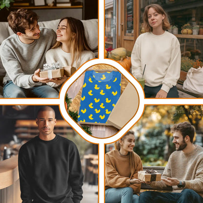 Rubber Duck Seamless Pattern Sweatshirt, 3D All Over Print Cute Duck Crewneck Pullover for Men Women, Rubber Duck Lover Gift - Netecom