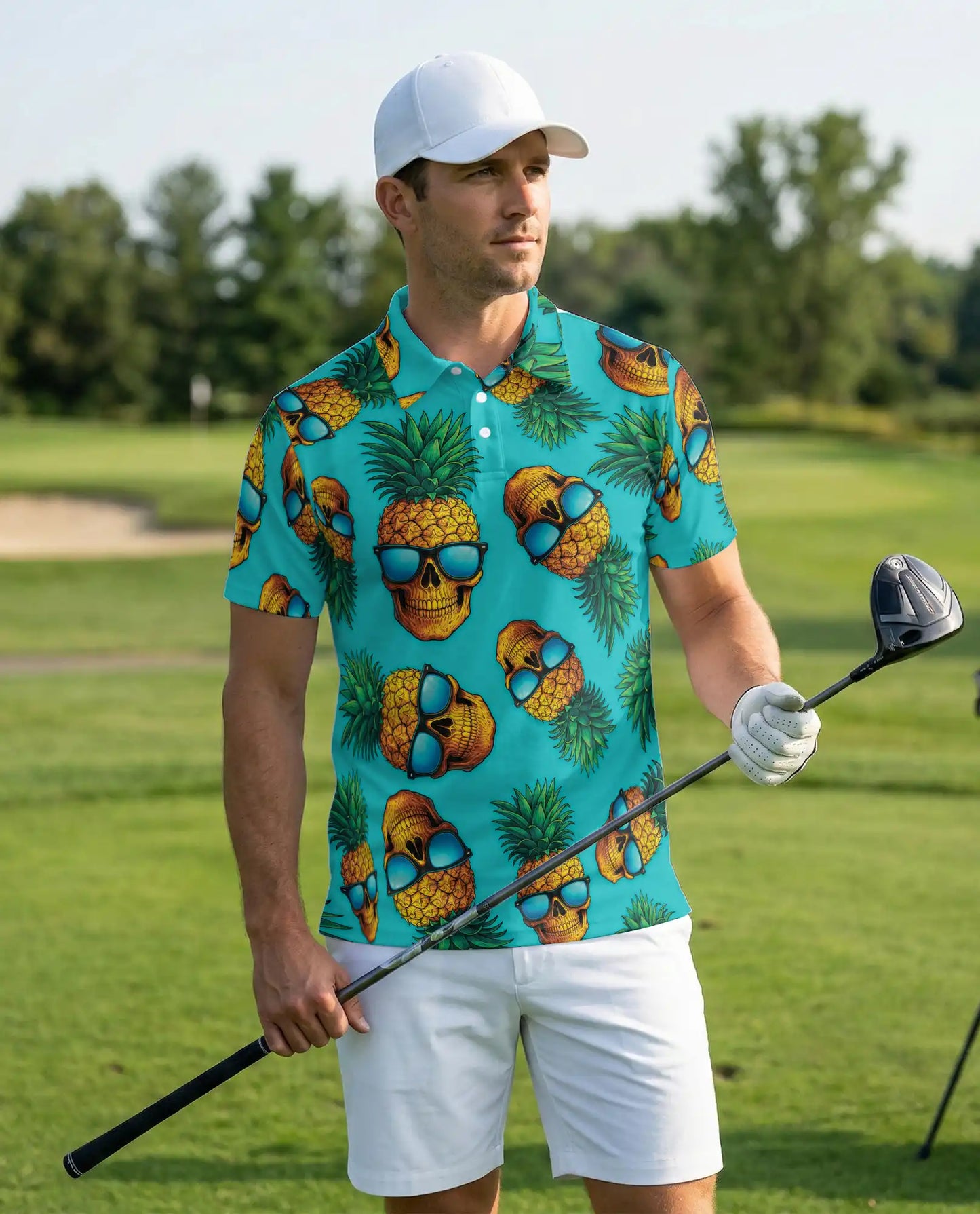 Skull Pineapple Polo Shirt – Tropical Island Print | Netecom
